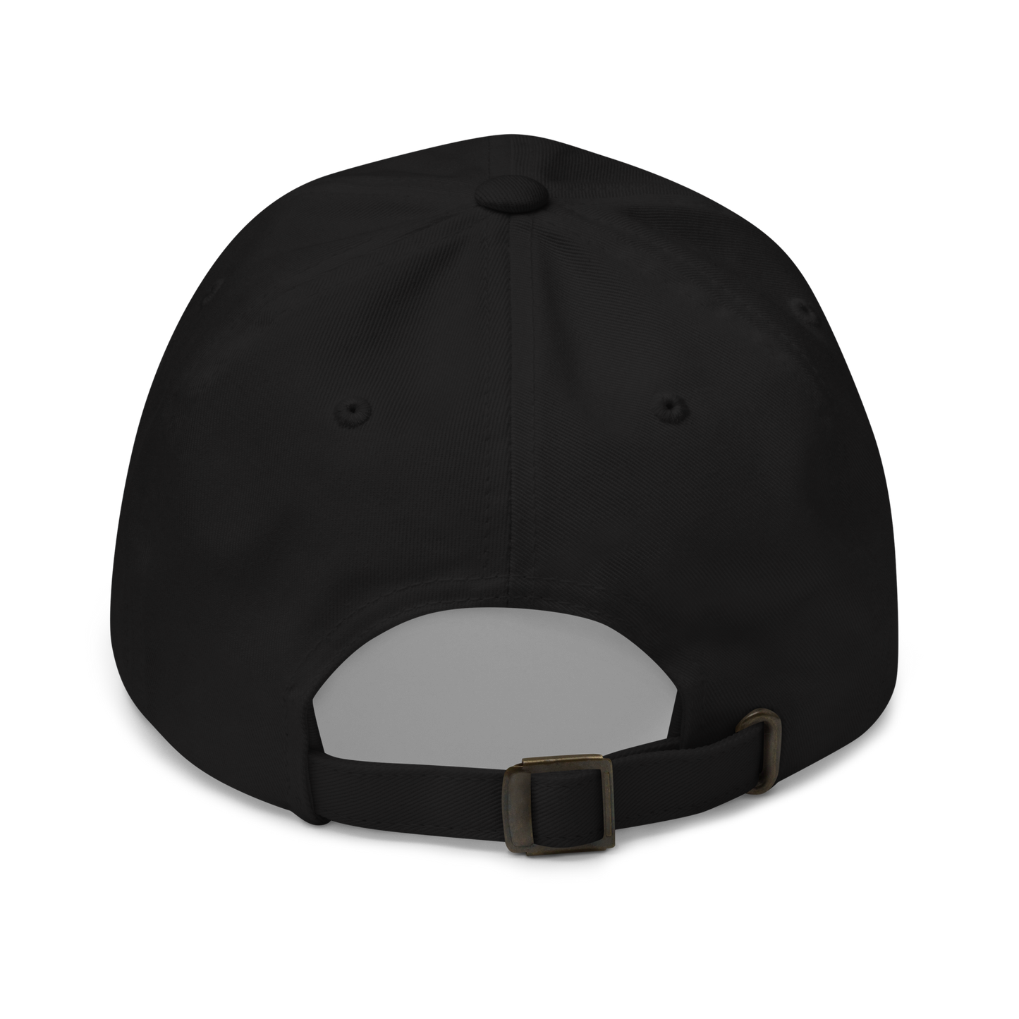 Noms & Bevs embroidered black dad hat in soft chino cotton twill
