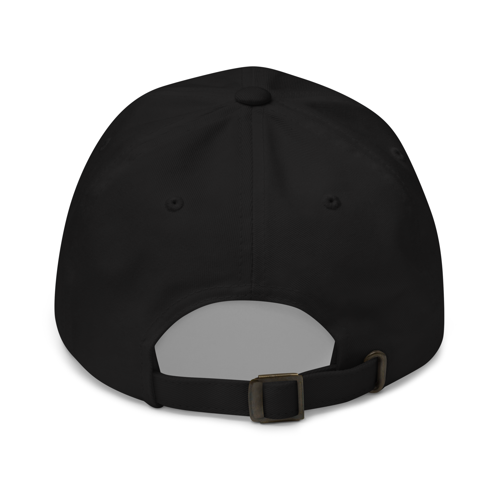 Noms & Bevs embroidered black dad hat in soft chino cotton twill