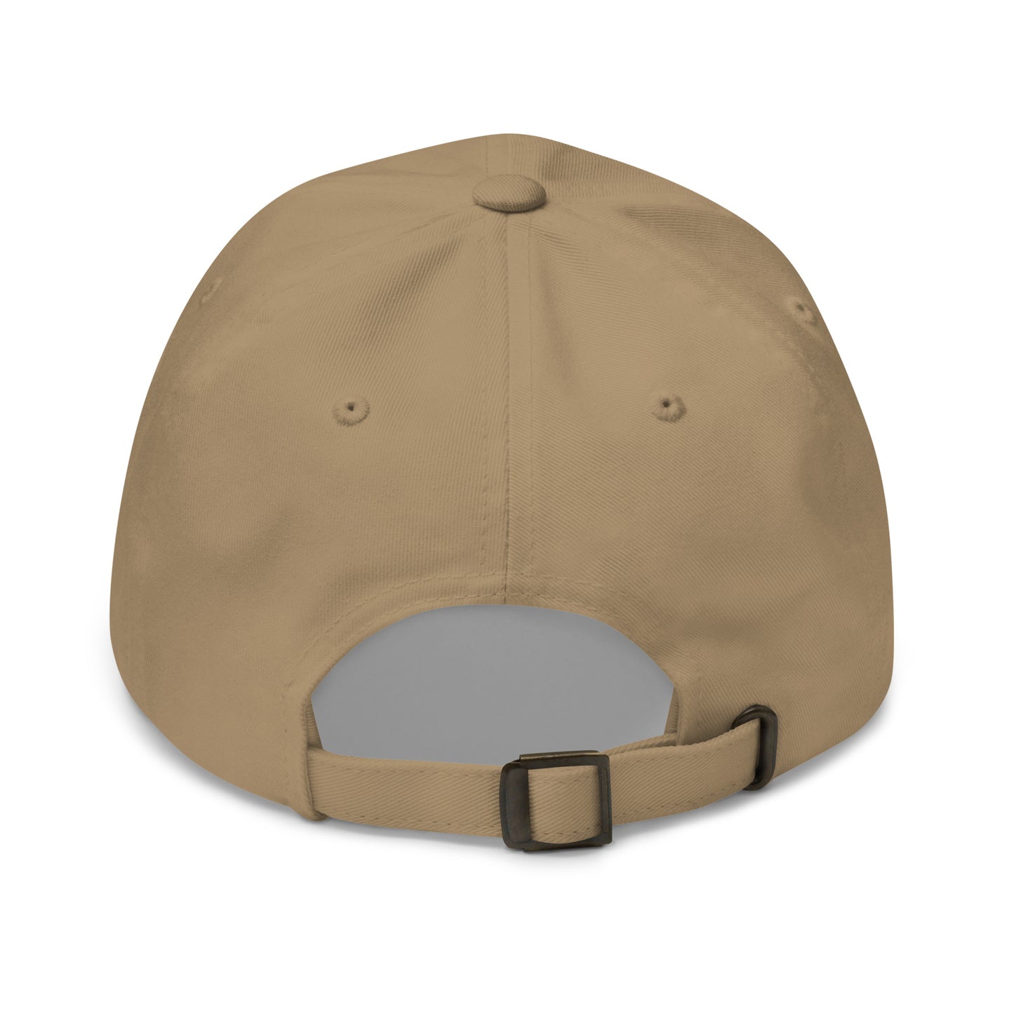 Noms & Bevs embroidered dad hat in Khaki, soft chino cotton twill