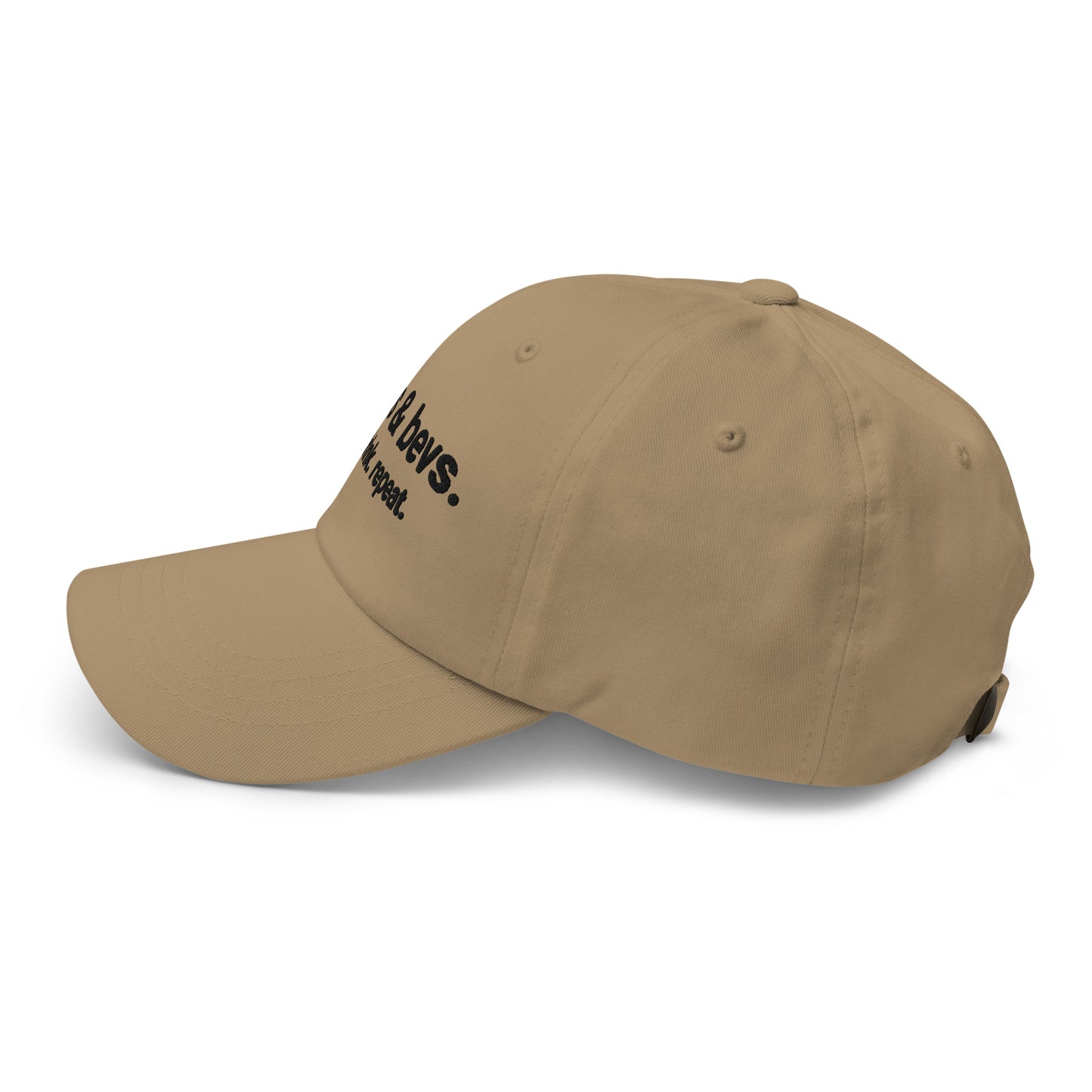 Noms & Bevs embroidered dad hat in Khaki, soft chino cotton twill