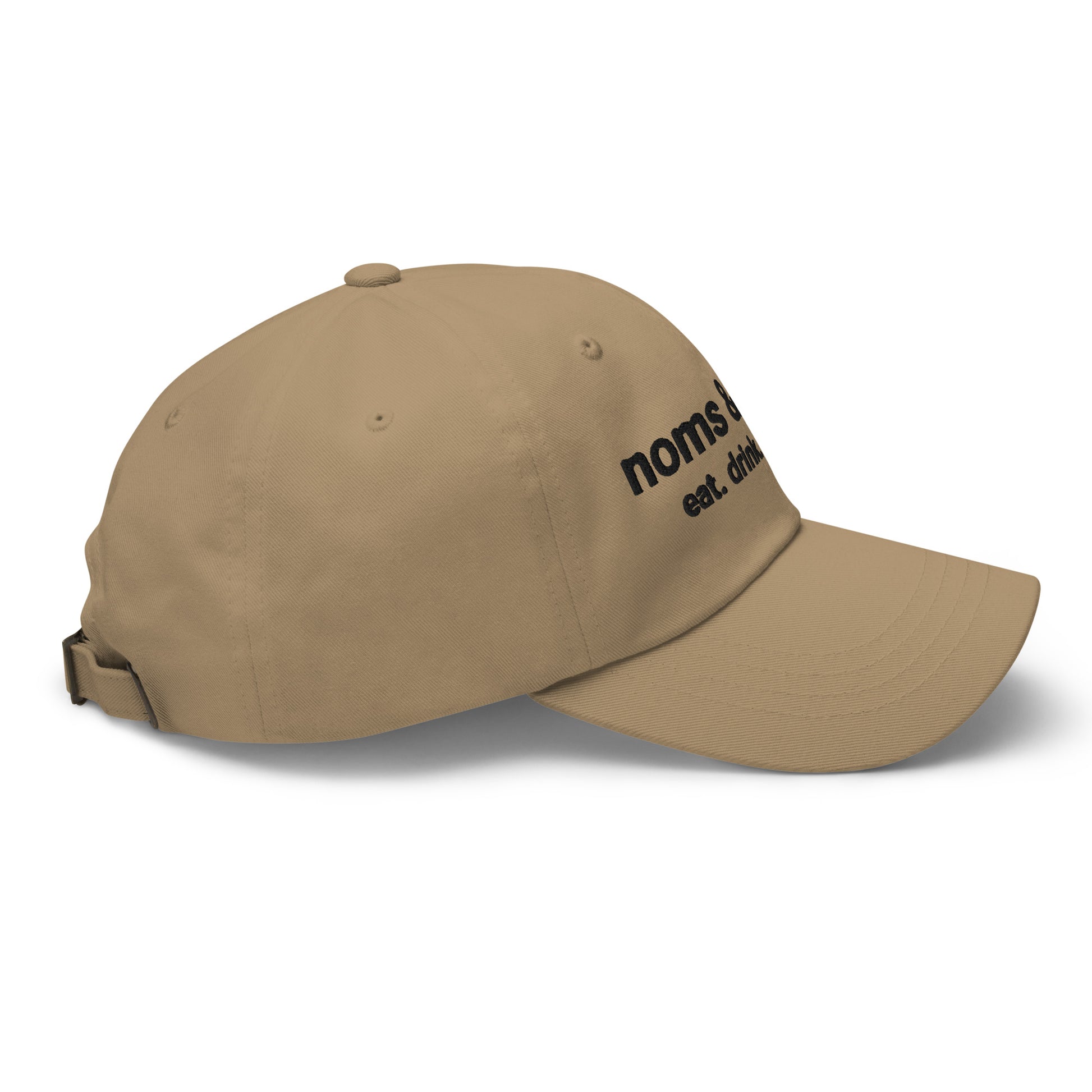 Noms & Bevs embroidered dad hat in Khaki, soft chino cotton twill