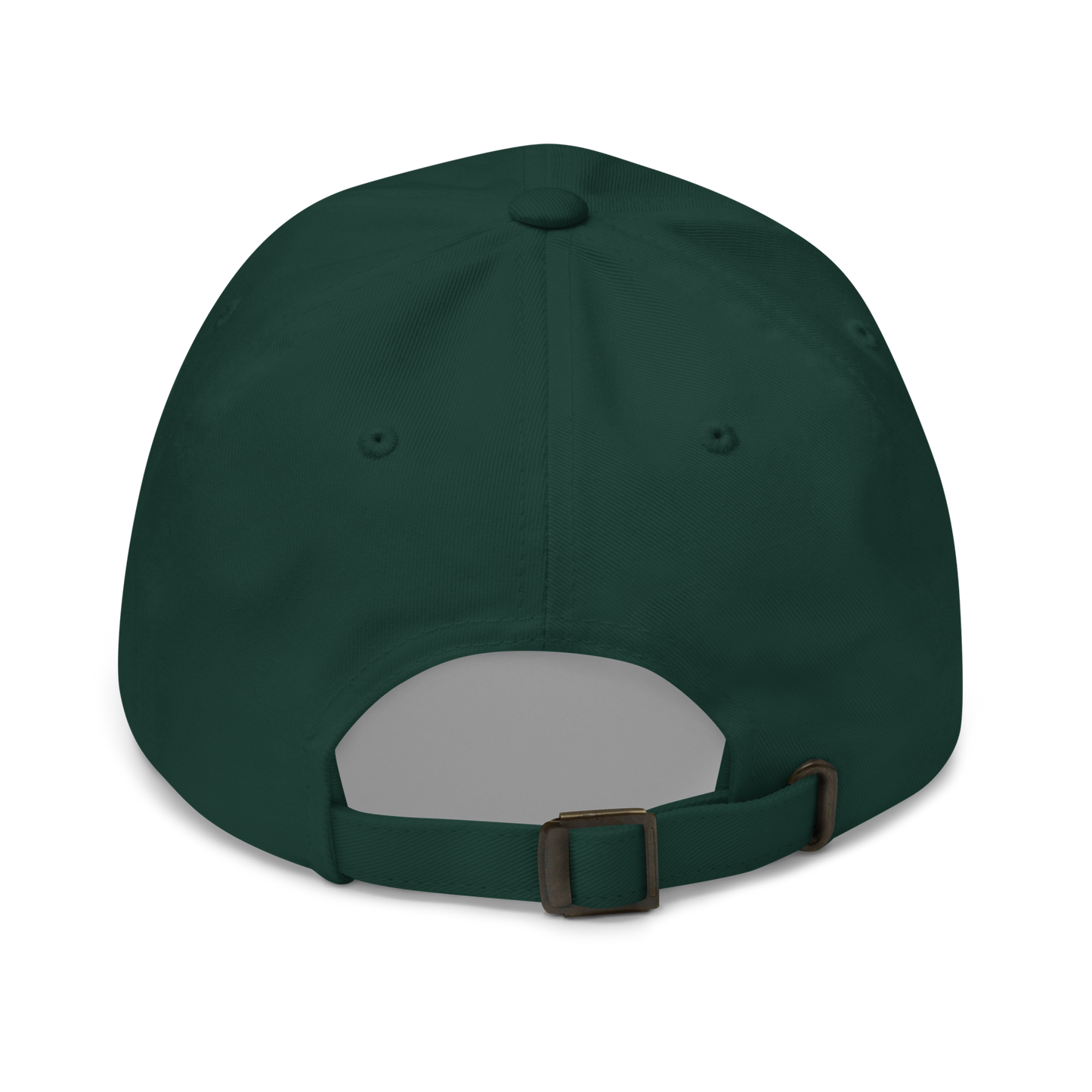Noms & Bevs embroidered spruce green dad hat in soft chino cotton twill